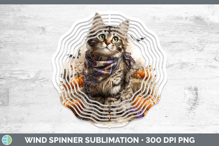 Cats Boho Autumn Tabby Cat Wind Spinner Sublimation Spinner