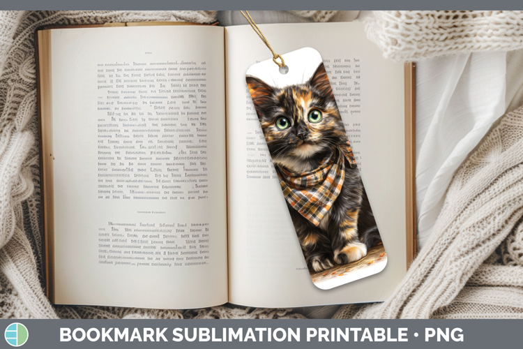 Cats Boho Autumn Tortoiseshell Cat Bookmark Sublimation Prin