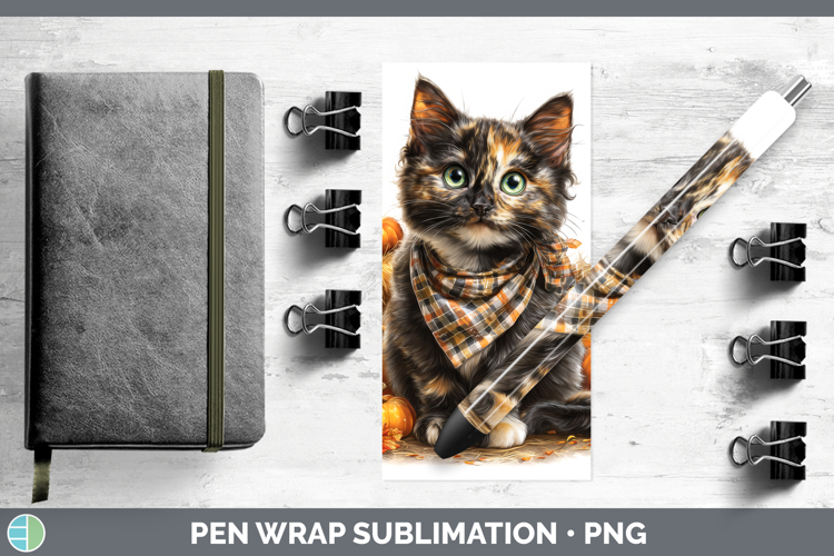 Cats Boho Autumn Tortoiseshell Cat Pen Wrap Sublimation Pen