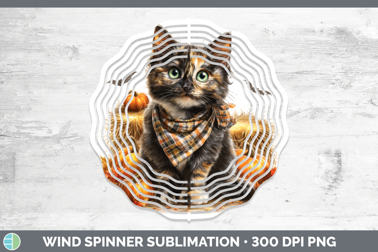 Cats Boho Autumn Tortoiseshell Cat Wind Spinner Sublimation