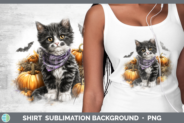 Cats Boho Autumn Tuxedo Cat Shirt Sublimation Background Des