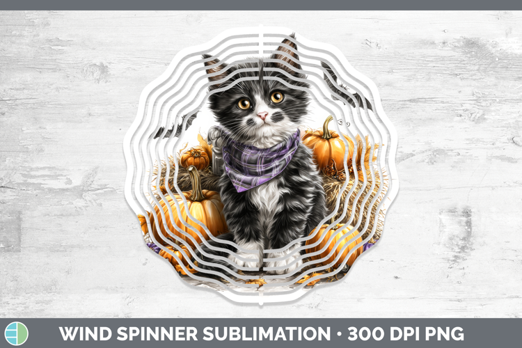 Cats Boho Autumn Tuxedo Cat Wind Spinner Sublimation Spinner