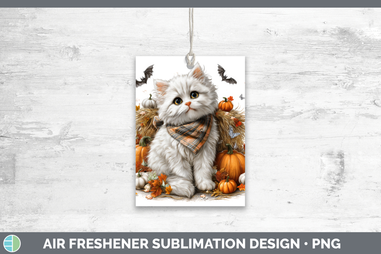 Cats Boho Autumn White Cat Air Freshener Sublimation Car Fre