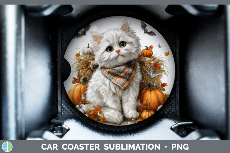 GorgeousCats Boho Autumn Car Coaster design.