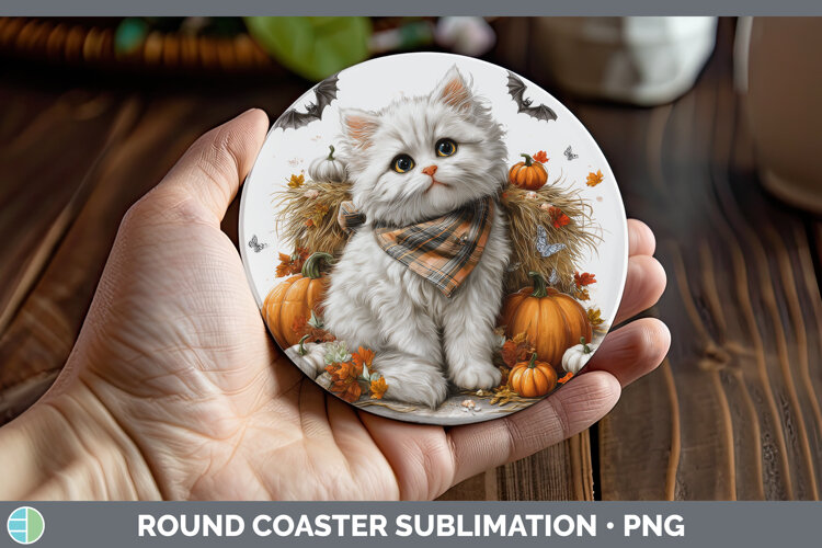 GorgeousCats Boho Autumn Round Coaster design.