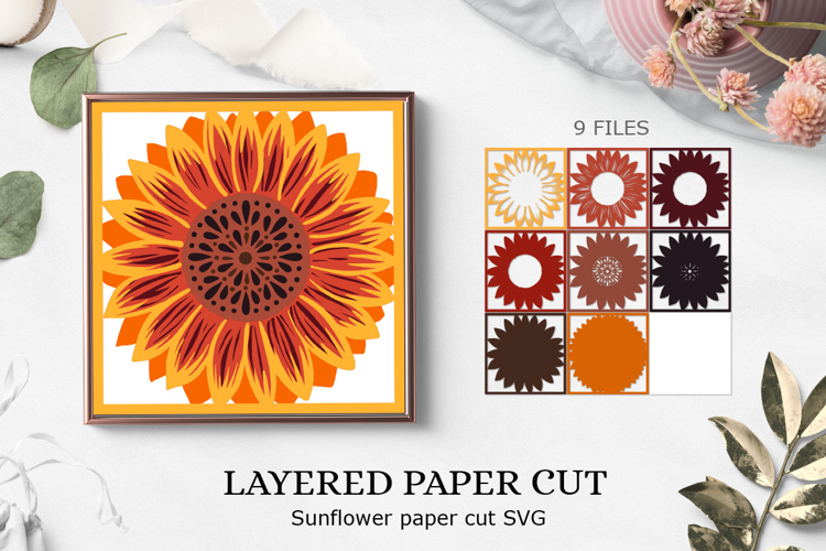 Flower Paper Cutting File / sunflower light box