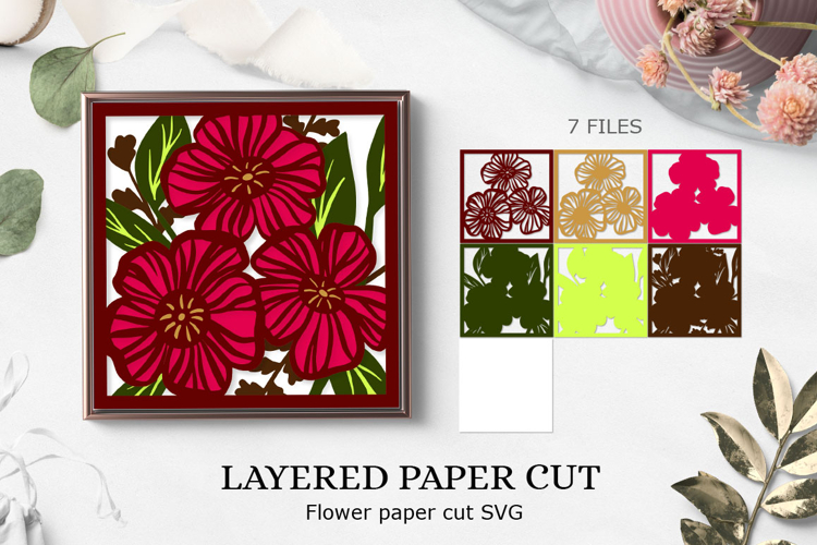 Flower shadow box svg / Layered Shadow Box example image 1
