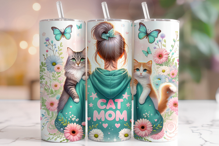 Cat Mom Tumbler Wrap, Cat Lover Tumbler Wrap, Kitten Tumbler