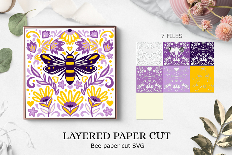 Bee and honey layered paper cut | Bee Honey laser Layered