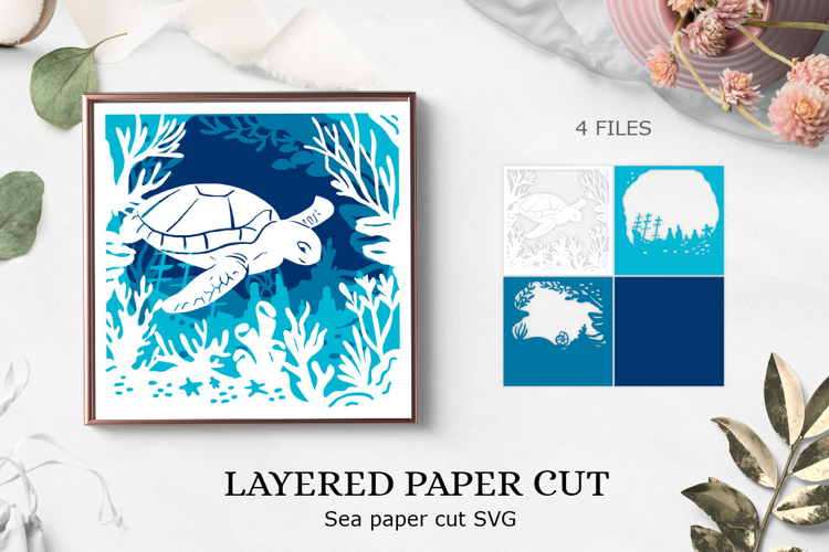 Layered paper cut sea / Layered paper cut sea SVG