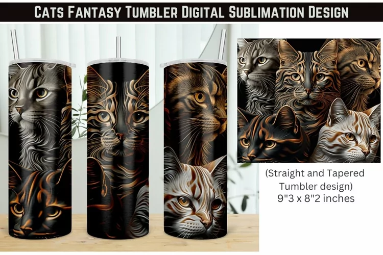 Fantasy Cats | Digital Tumbler Wrap | Instant Download