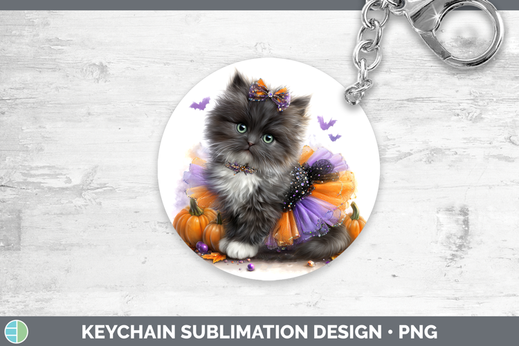 Cats Halloween Angora Cat Keychain Sublimation Keyring Desig
