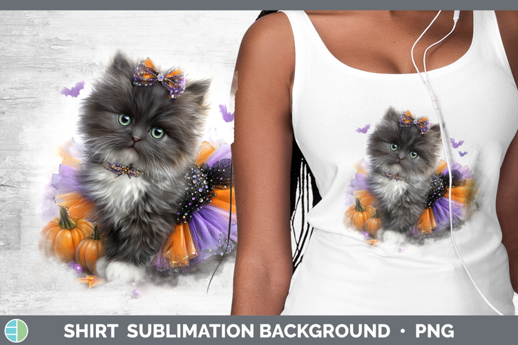 Cats Halloween Angora Cat Shirt Sublimation Background Desig