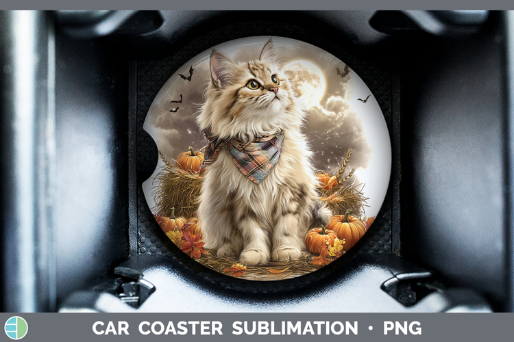 Angora Cat Car Coaster Cats Halloween Bandana Sublimation D