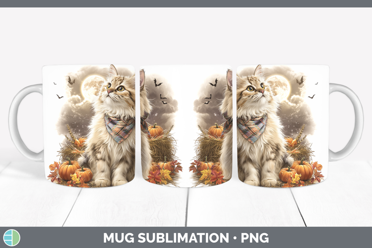 Angora Cat Mug Wrap Cats Halloween Bandana Sublimation Coffe