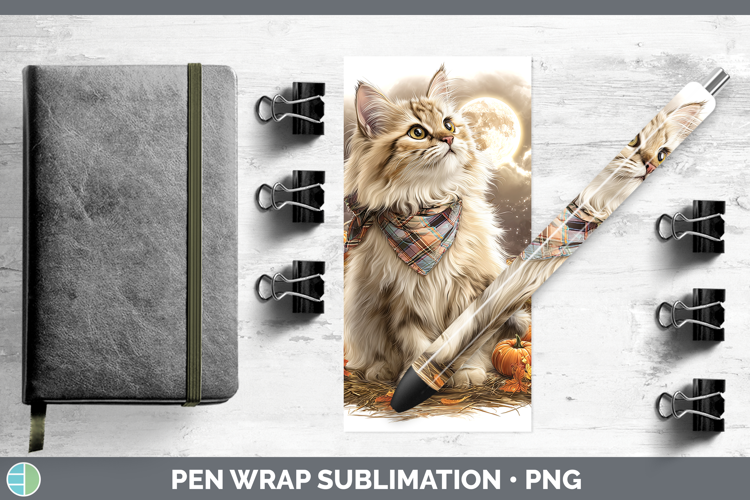Angora Cat Pen Wrap Cats Halloween Bandana Sublimation Pen D