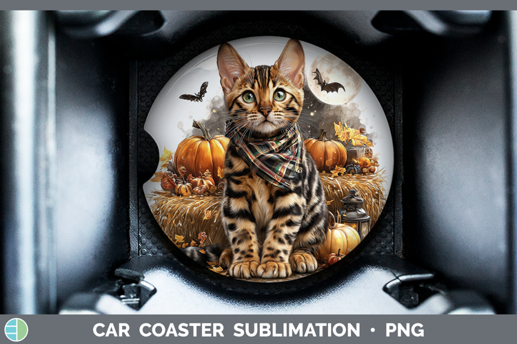 Bengal Cat Car Coaster Cats Halloween Bandana Sublimation D
