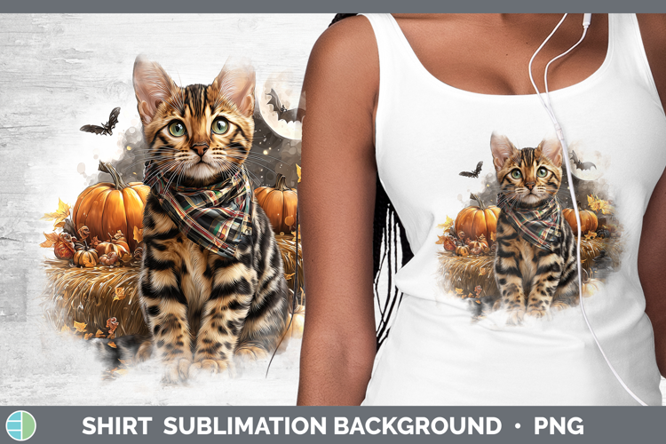 Bengal Cat Shirt Cats Halloween Bandana Sublimation Backgrou