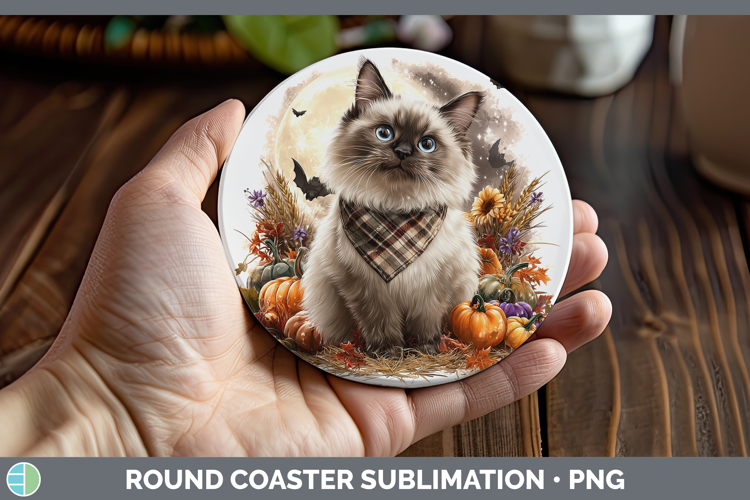 Birman Cat Round Coaster Cats Halloween Bandana Sublimation