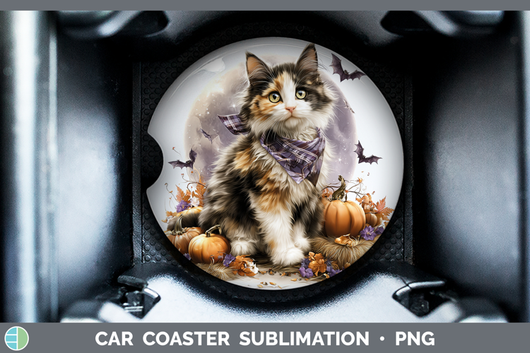 Calico Cat Car Coaster Cats Halloween Bandana Sublimation D