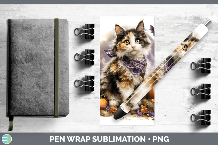 Calico Cat Pen Wrap Cats Halloween Bandana Sublimation Pen D