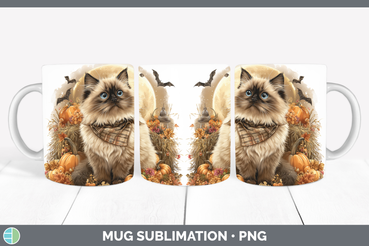 Himalayan Cat Mug Wrap Cats Halloween Bandana Sublimation Co
