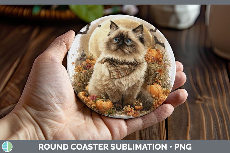 GorgeousCats Halloween Bandana Round Coaster design.