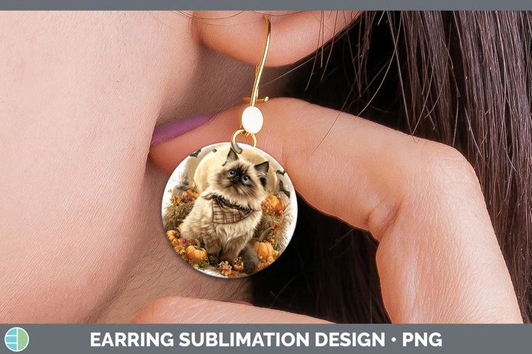 Himalayan Cat Round Earrings Cats Halloween Bandana Sublimat
