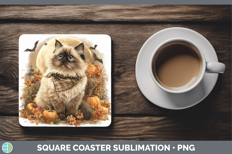 Himalayan Cat Square Coaster Cats Halloween Bandana Sublimat