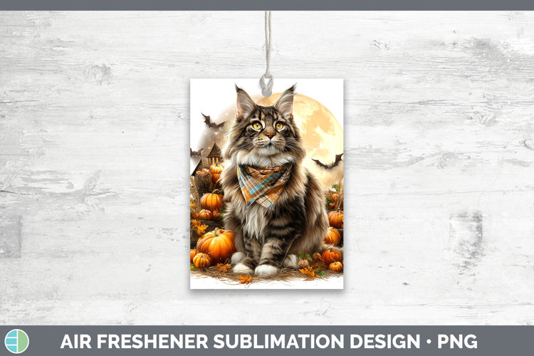 Maine Coon Cat Air Freshener Cats Halloween Bandana Sublimat