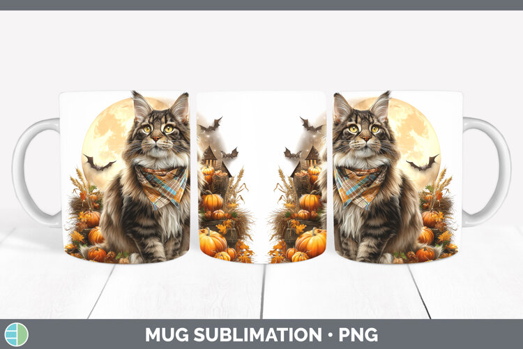 GorgeousCats Halloween Bandana Mug Wrap design.