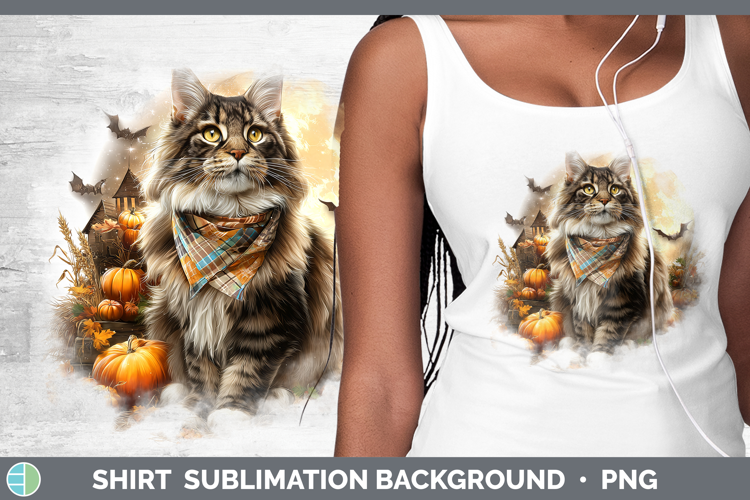 Maine Coon Cat Shirt Cats Halloween Bandana Sublimation Back