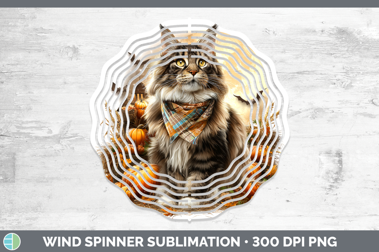 Maine Coon Cat Wind Spinner Cats Halloween Bandana Sublimati