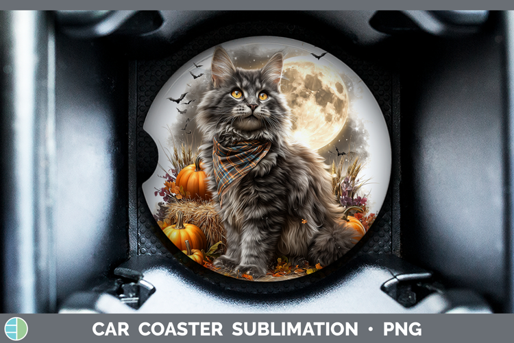 Norwegian Forest Cat Car Coaster Cats Halloween Bandana Subl