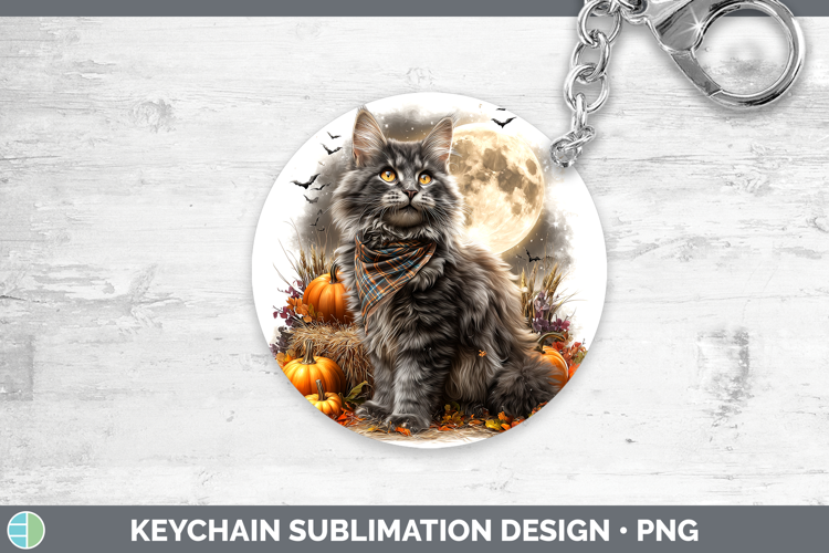 Norwegian Forest Cat Keychain Cats Halloween Bandana Sublima