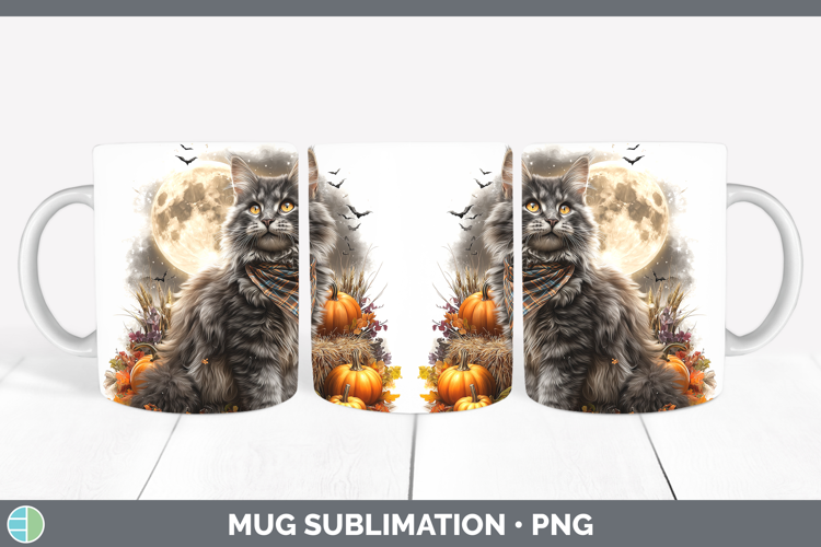 Norwegian Forest Cat Mug Wrap Cats Halloween Bandana Sublima