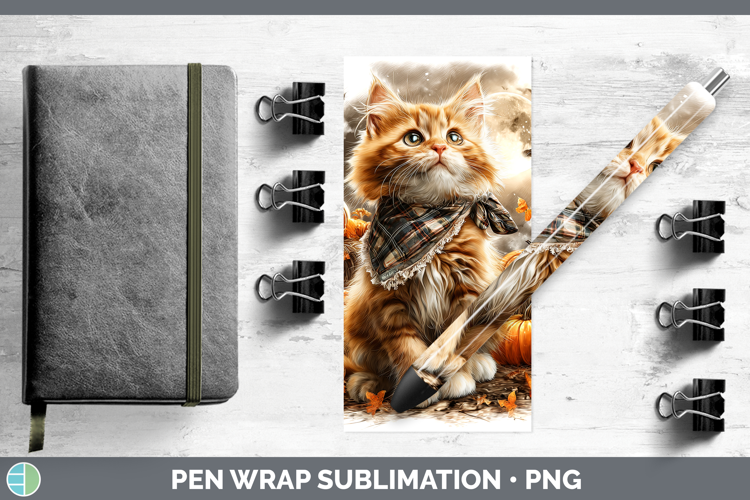 Orange Cat Pen Wrap Cats Halloween Bandana Sublimation Pen D