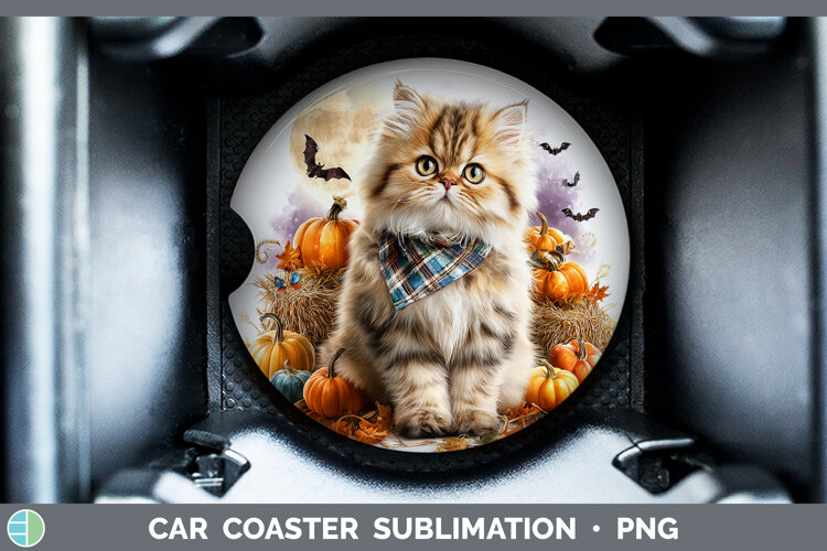 GorgeousCats Halloween Bandana Car Coaster design.
