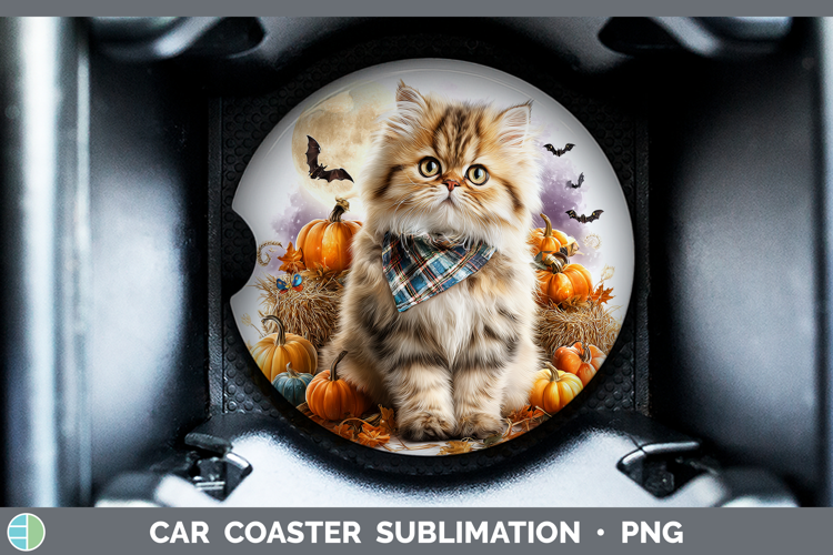 Persian Cat Car Coaster Cats Halloween Bandana Sublimation