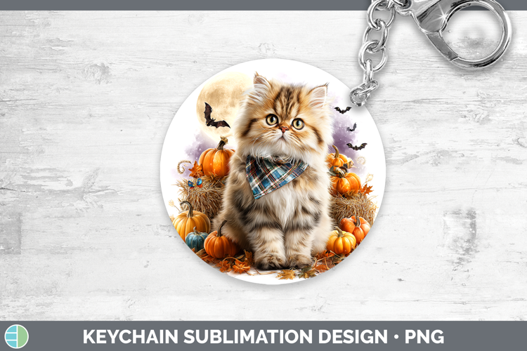 Persian Cat Keychain Cats Halloween Bandana Sublimation Keyr