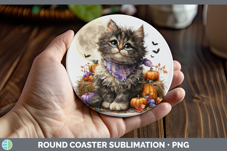 Ragdoll Cat Round Coaster Cats Halloween Bandana Sublimation