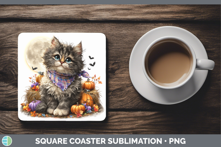 Ragdoll Cat Square Coaster Cats Halloween Bandana Sublimatio