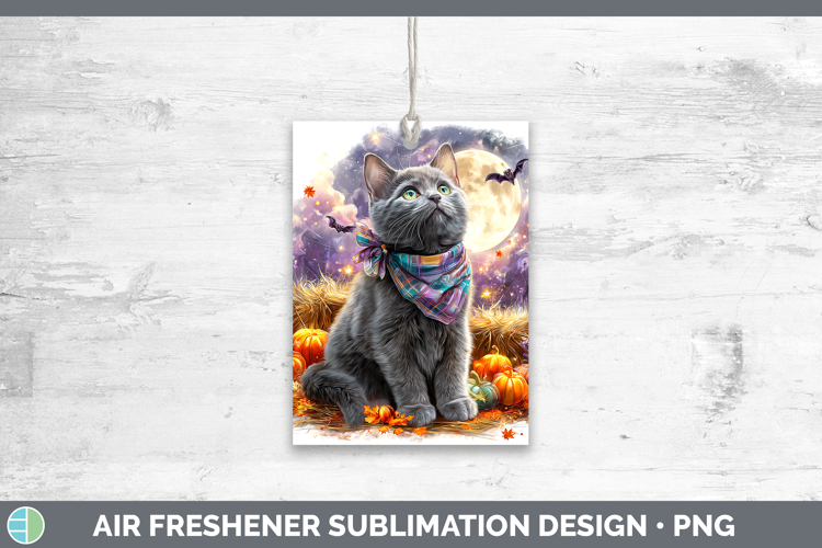 Russian Blue Cat Air Freshener Cats Halloween Bandana Sublim