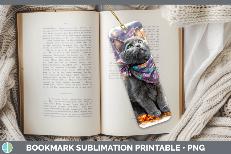 Russian Blue Cat Bookmark Cats Halloween Bandana Sublimation