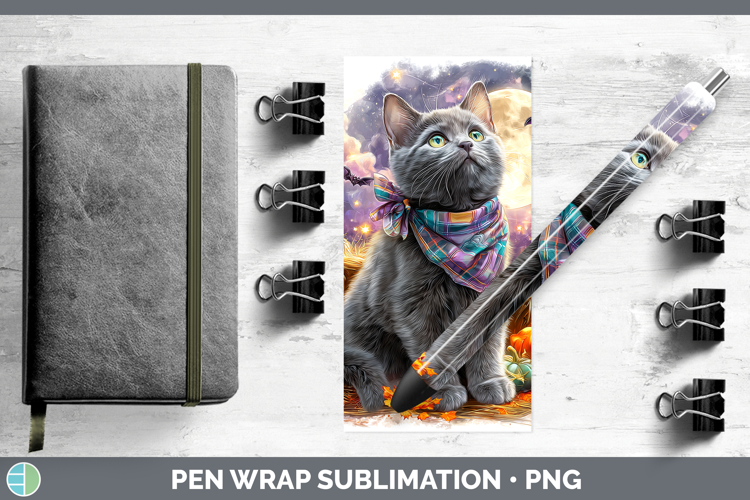 Russian Blue Cat Pen Wrap Cats Halloween Bandana Sublimation