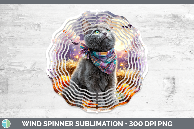 Russian Blue Cat Wind Spinner Cats Halloween Bandana Sublima