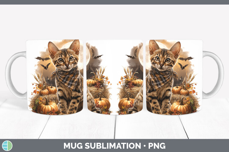GorgeousCats Halloween Bandana Mug Wrap design.