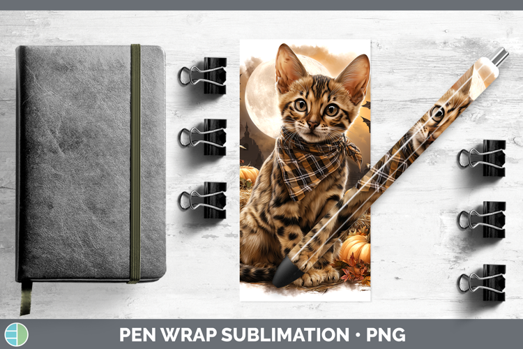 Savannah Cat Pen Wrap Cats Halloween Bandana Sublimation Pen