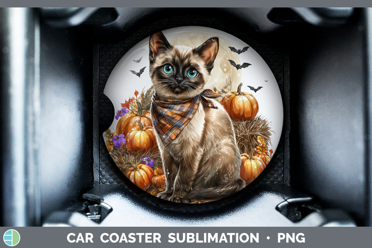 Siamese Cat Car Coaster Cats Halloween Bandana Sublimation