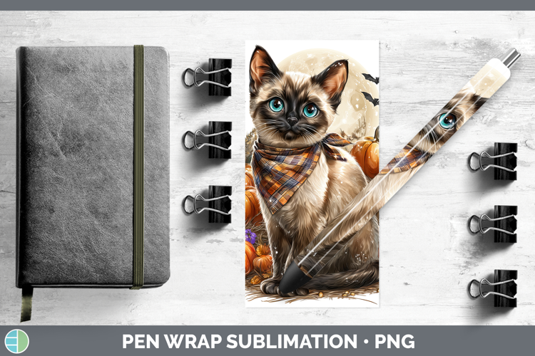 Siamese Cat Pen Wrap Cats Halloween Bandana Sublimation Pen